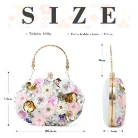 EVEOUT Flower Evening Bag Clutch with Strap for Women Elegant Floral Handbag Clutch for Party Wedding Bridal Purses