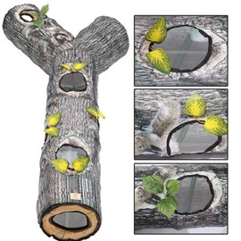 AMYESE Cat Tunnels Collapsible Pet Tube - Interactive Tree Trunk Cat Activity Play Tunnels with Peek Holes Plush Bell Toys, Pets Puzzle Hunt Chase Training Center for Kitten, Ferret, Small Animals