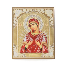NKlaus 11359 Mother of God Seven Arrows Wooden Icon 10 x 12 cm Christian Orthodox