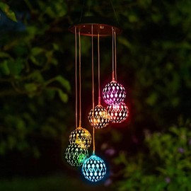 Touch Of ECO Solar Metal Orb Wind Chime Light - Color Changing RGB LED, Weather Resistant, 26 Inches Tall, 5 Inches Wide, Perfect for Home, Garden, Decoration - Packs: 1 Pack