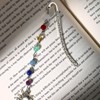 Vintage Sunshing Bookmark Pendant Metal Hook with Natural Crystal Stones and Glass Bead Chain – Elegant Book Marks for Women, Men, Book Lovers, Girls and Teachers Bookmarks Clip(Chakela)