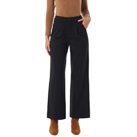 heipeiwa Women's Winter Fall Wool Blend Thick Warm Wide Leg Dress Business Casual Pants Trouser