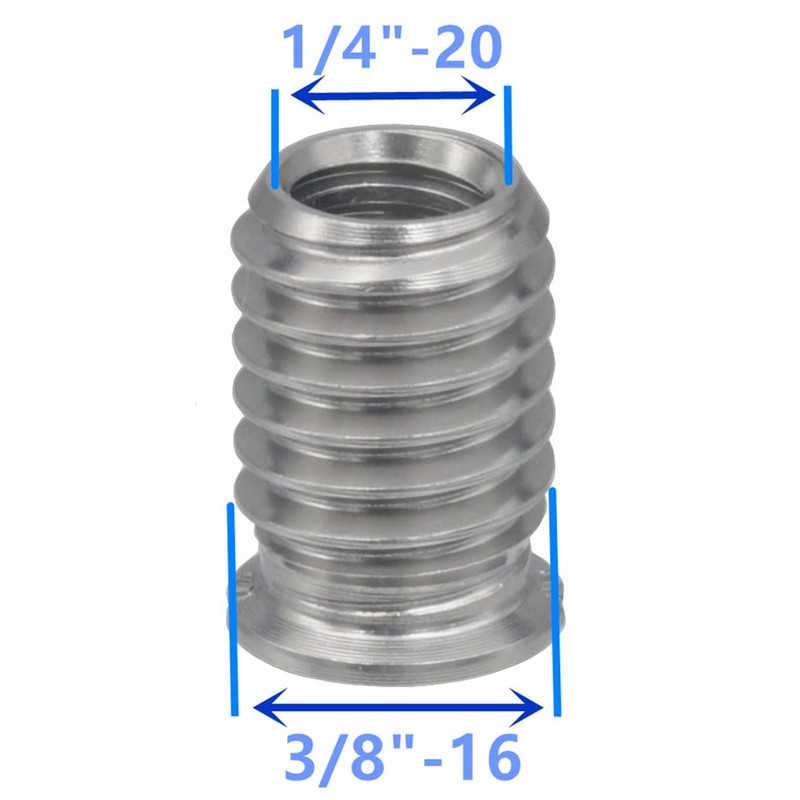 HITHUT Stainless Steel 1/4"-20 Female to 3/8"-16 Male Convert Screw