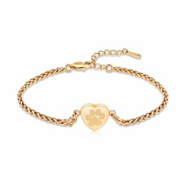 Paw Print Urn Bracelet for Pets Ashes Pet Heart Bangle for Dog Cat Ashes Stainless Steel Memorial Keepsake Cremation Jewelry
