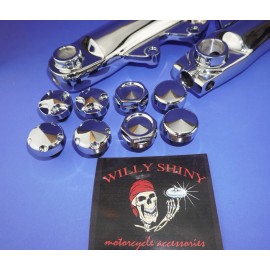 WILLY SHINY HARLEY 2024- 2025 FORK LEG  AXLE CAPS FOR STREET GLIDE AND ROAD GLIDE TWIST-LOCK