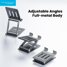 vyvylabs Dual Folding Adjustable Cell Phone Stand Desktop Phone Holder Cradle Dock Compatible with Phone 14 13 12 11 Pro Xs Xs Max Xr X 8,All Phones