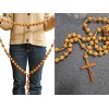 Giant Big Beads Rosario Natural Wood Jesus WOOD Cross XL