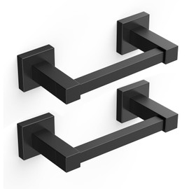 FORIOUS Toilet Paper Holder Wall Mount, Stainless Steel Rustproof Double Post Pivoting Tissue Roll Holder for Bathroom, Commercial Toilet Paper Dispenser (Matte Black, Square 2 Pack)