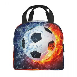 VKWE Football Lunch Box Bag Boys, Insulated Lunch Bags Thermal Lunch Tote Bag Cool Lunch Box for Men Ladies Girls Kids Adults Work Office School Picnic Outdoor