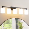 Quntis Black Bathroom Light Fixtures(5CCT Dimmable), 5-Light Bathroom Vanity Light