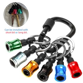 Bestgle 6Pcs Portable Drill Screwdriver Bit Holder Keychain Extension Bar Drill Screw Adapter with Keychain for 1/4 inch Hex Shank Bits