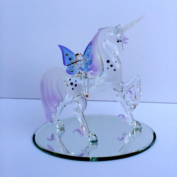 Glass Baron ~ Large Unicorn with Fairy
