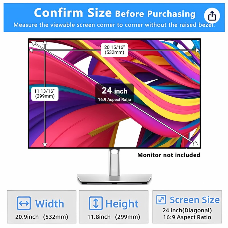 ZCAZY [2 -Pack 24 Inch Computer Privacy Screen for 16:9