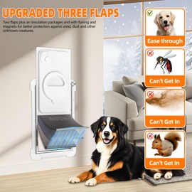 MIAOTONG 3-Flap Dog Door for Wall, Energy-Efficient Insulated Pet Door for Wall, Aluminum Lock Doggy Door for Wall,Steel Frame and Telescoping Tunnel Dog Doors(Pets Up to 100 Lb) -Large