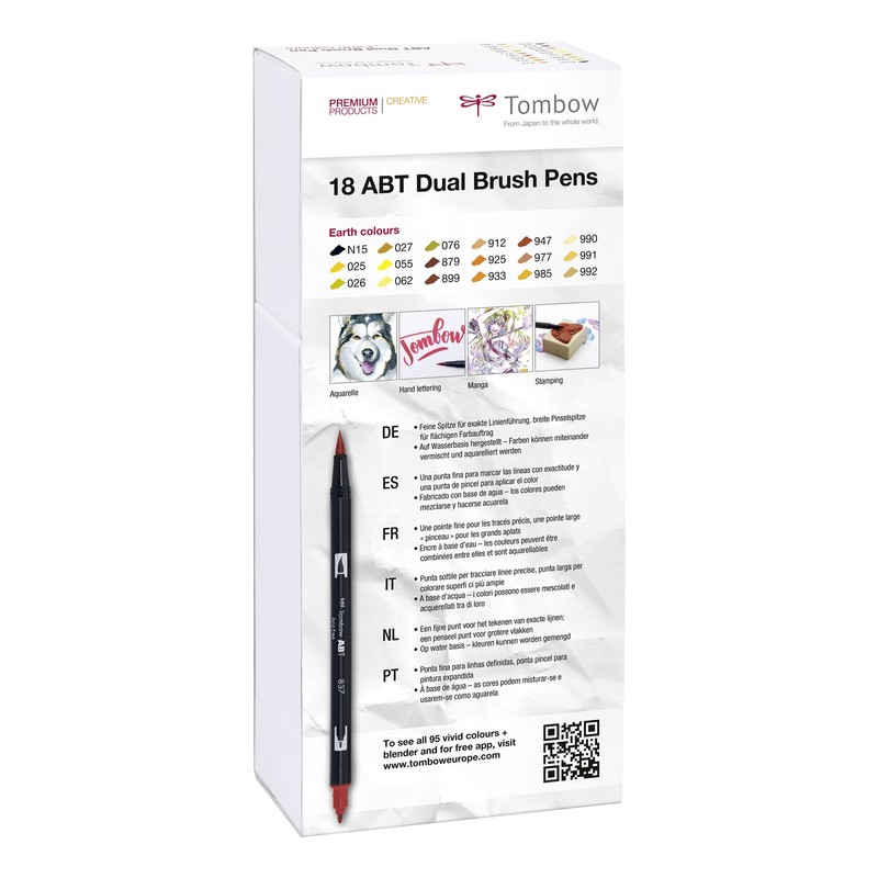 Tombow ABT Dual Brush Pen - Earth Colours (Pack of