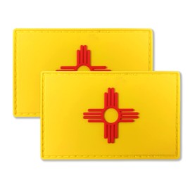 QQSD New Mexico Flag Patch Tactical PVC Hook and Loop Fastener Patch, 2 Pack