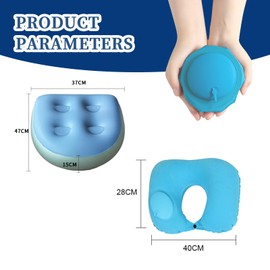 Spa and Hot Tub Booster Seat Pad with Suction Cup, Back Support Bath Spa Pad（2PCS），Ultralight Inflatable Neck Pillow（1PCS） for Bathtub, Massage, Spa, Adults(Blue)