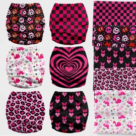 Mama Koala 3.0 Cloth Diapers for Babies with AWJ Lining, 6 Pack with 6 Natural Cloth Diaper Inserts - Reusable and Washable Pocket Diapers (Pink Love)