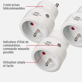 Brennenstuhl Comfort-Line 1507071 Radio Sockets Programmable Set of 3 with Remote Control White (Indoor Use with Remote Control)