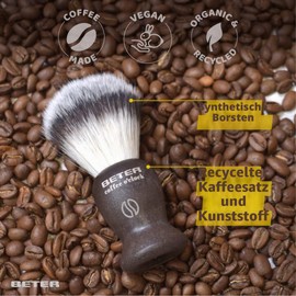 Beter - Men's Beard Care Shaving Brush with Soft Bristles and Wooden Handle, Shaving Experience at Barber Level, Gift for Men Model Coffee O'clock Vegan