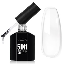 TOMICCA Builder Gel, 5 in 1 Builder Nail Gel- Builder Base Strengthening Clear Nail Gel for Hard Strong Nails Tips & Extensions,Clear Builder Gel for Nails Repair,Nail Art Decoration Easy to Shape(Clear 15ML)