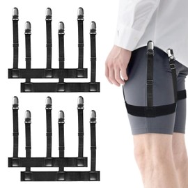 Men's Invisible Shirt Holder Attached to the Thigh, Shirt Stays with Non-Slip Clips and Comfortable Adjustable Elastic Bands, Prevents the Shirt Hem from Slipping, Stretchy Polyester Fabric
