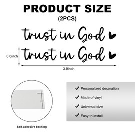 DXNQ 2 PCS Trust in God Rearview Mirror Decals, Automotive Vinyl Rear View Mirror Decorative Stickers, Waterproof Trust in God Stickers for Car Truck Laptop, Car Accessories (Black)