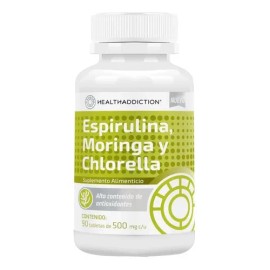 HEALTHADDICTION - Complejo de Espirulina, Moringa y Chlorella Suplemento Alimenticio con Antioxidantes Naturales, Vitaminas y Minerales Apoya la...   
