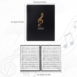 Roosea Music Folder A4 Music Folder for Music Sheets Music Folder Choir Folder Black Ring Binder Music Sheet Folder Transparent Pockets Plastic Index Folders for Sheet Music Piano Guitar Violin