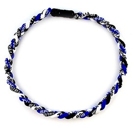 MapofBeauty 18" Sport Three Colors Three Braided Rope Tornado Necklace (Royal Blue/White/Black)