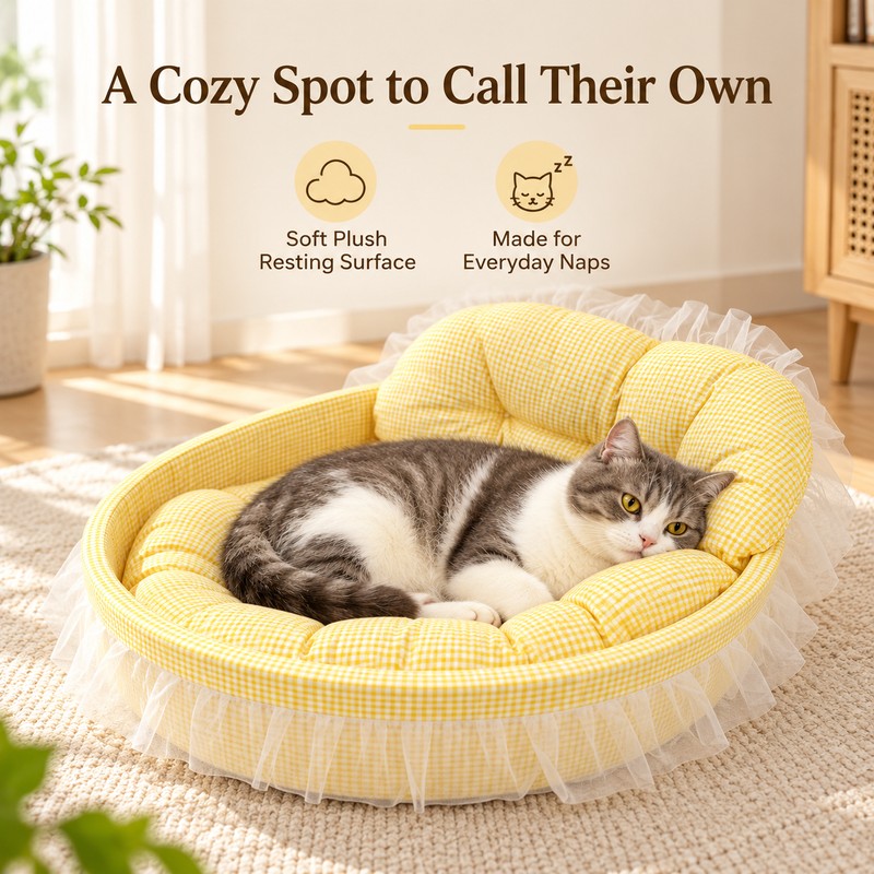 Soft Plush Cat & Small Dog Sofa Bed for Indoor