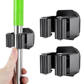 Magnetic Broom and Mop Holder Wall Mounting, Broom Holder Wall, Garden Tool Holder for Garage, Workshop, Kitchen, Laundry, Pack of 2