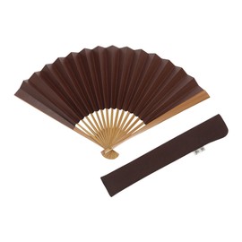 Hasegawa Folding Fan, Large Size, Kyoto Artisans Hand Made Fan, Comes with Fan Bag in Wooden Box, Braun