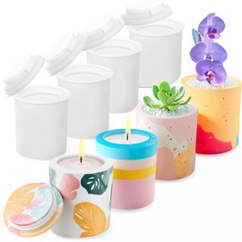UTILE Versatile Silicone Cylinder Candle Jar & Resin Garden Molds Set for Plant Pots, Bonsai, and DIY Candle Making, Resin and Concrete Crafts, Cement Décor - (4 Pack)