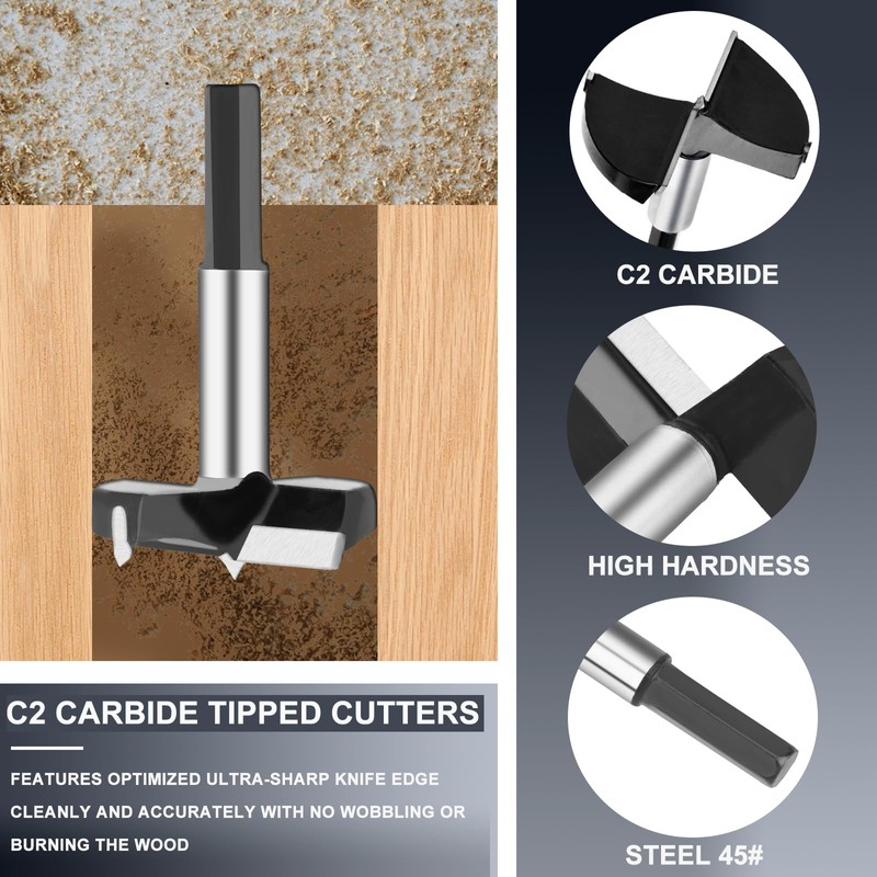 2-3/4"Forstner Drill Bit,Tungsten Carbide Tipped Wood Hole Saw for Hard