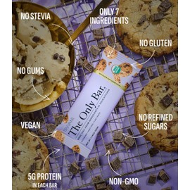 Truvani Plant Based Snack Bars | Chocolate Chip Cookie Dough 1 Pack | 5g Protein | USDA Organic and Vegan | The Only Bar | Dairy, Soy, and Gluten Free | Individually Wrapped