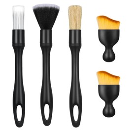 MAEZOE 5 PCS Car Detailing Brush Kit, Ultra Soft Boars Hair Automotive Interior Duster Brushes, Car Accessories for Truck, RV, Car
