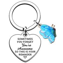 Inspirational light blue butterfly Keyring Gifts for Women Encouragement Keyring Inspirational Quote Keychain For Women Girls Family Friends Stay Strong Gifts Graduation Birthday Chritsmas
