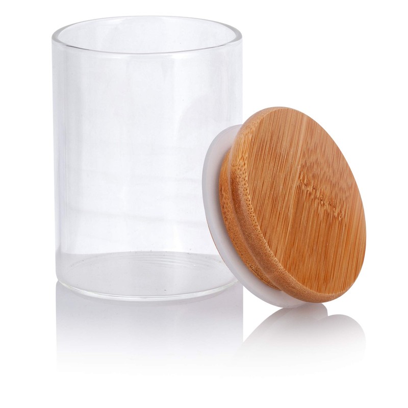 4 oz Premium Borosilicate Clear Tall Glass Jars with Bamboo