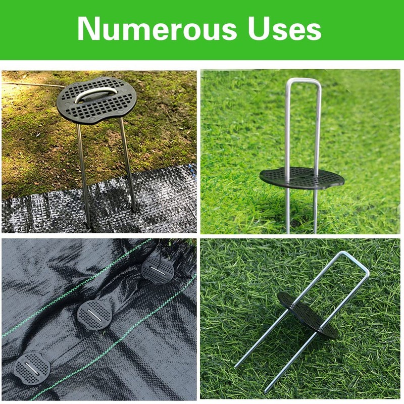 Bakulyor 50pcs Garden Staples Plastic Buffer Washer, Landscape Staple Stakes