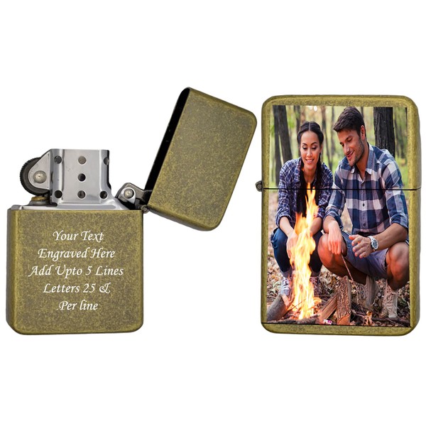 Custom Gifts Infinity Lighter! Personalize Lighter with Your Photo or Logo! Customized (Antique Gold)