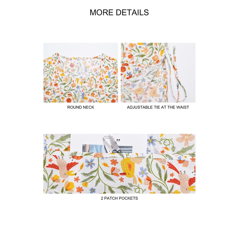 Nanxson Women Cobbler Apron with 2 Patch Pockets Cotton printed