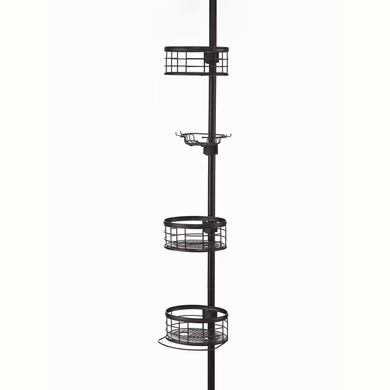 Utopia Alley Rust-Resistant Tension Pole Shower Caddy, 3 Shelves (Oil