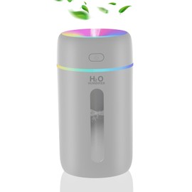 kissleaf Mini umidificatore per camera da letto, cameretta dei bambini, 7 colori, 28 dB, silenzioso, colore grigio