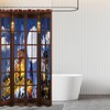 DLTAY Magic Castle Shower Curtain, Wizard School Window Night Sky