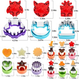 Edealing Cookie Cutters Set,12 PCS Vegetable Cutters Shapes and Bonus Cute Cartoon Animals Food Forks,Stainless Steel Mini Pie Sandwich Cutters Set for Kids Baking