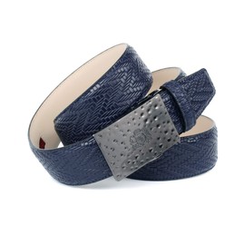 Anthoni Crown Men's Leather Belt, darkblue