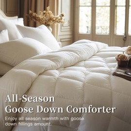 SANSWAN Luxury Goose Down Comforter California King Size, All Season Fluffy Duvet Insert, 750 Fill Power, Soft Cotton Fabric, 59oz Medium Weight, Hotel Bedding Comforter, 104 x 96 Inch
