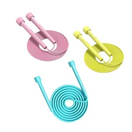 Roczential 3-piece set of children's skipping ropes adjustable soft skipping ropes skipping ropes with handles suitable for children boys and girls sports and fitness outdoor activities etc