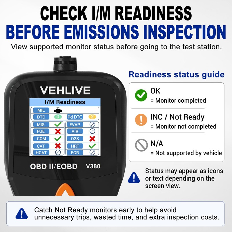 V380 OBD2 Scanner for Check Engine Light, Color Display Car
